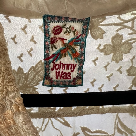 Johnny Was Cream Floral Embroidered Sheer Kimono - Picture 5 of 7